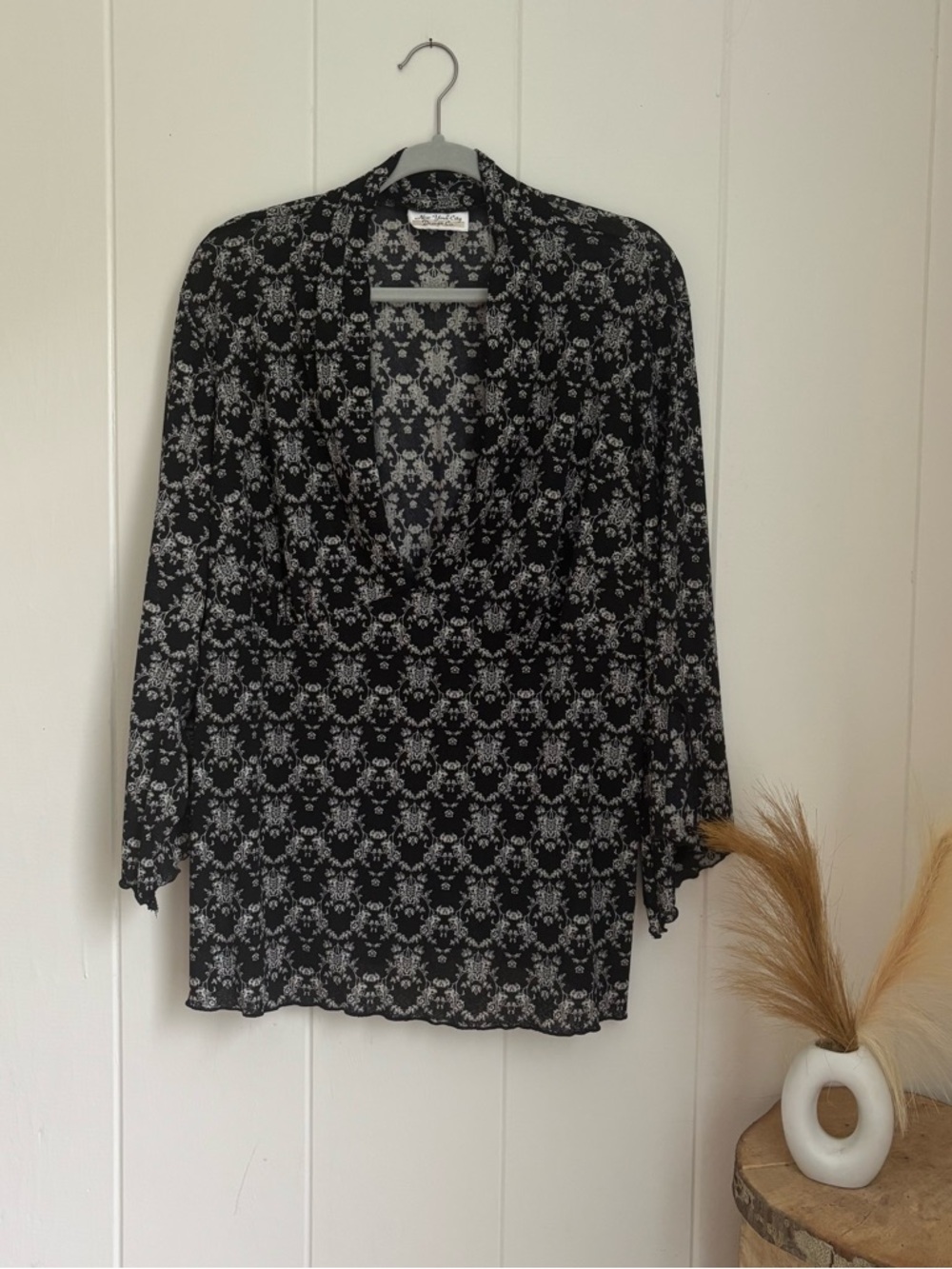 Vintage New York City Design Co. Black Floral Sheer Blouse